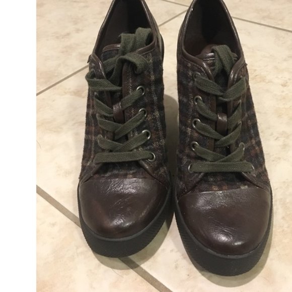 Aldo Derksen Plaid Sneaker Wedge Heels Shoes Boots - Picture 4 of 14